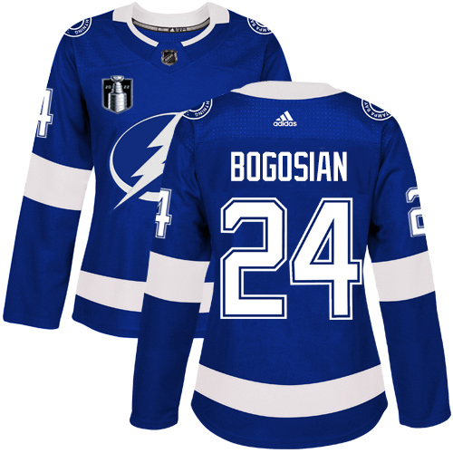 Adidas Tampa Bay Lightning #24 Zach Bogosian Blue 2022 Stanley Cup Final Patch Women's Home Authentic Stitched Jersey Womens
