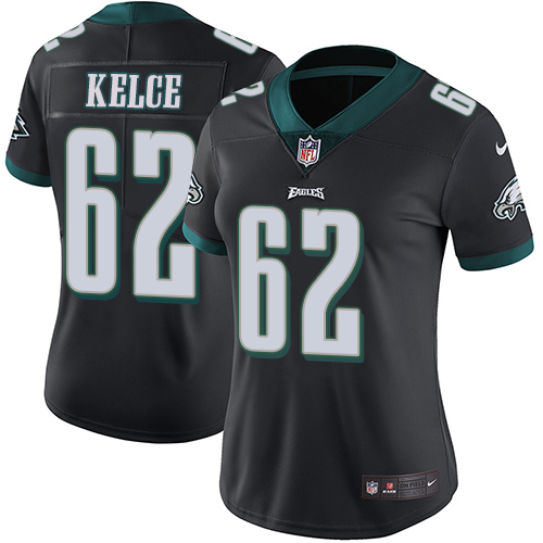 Eagles #62 Jason Kelce Black Alternate Women's Stitched Vapor Untouchable Limited Jersey