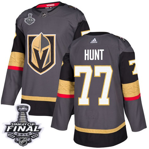 Adidas Golden Vegas Golden Knights #77 Brad Hunt Grey Home Authentic 2018 Stanley Cup Final Stitched Jersey Men's
