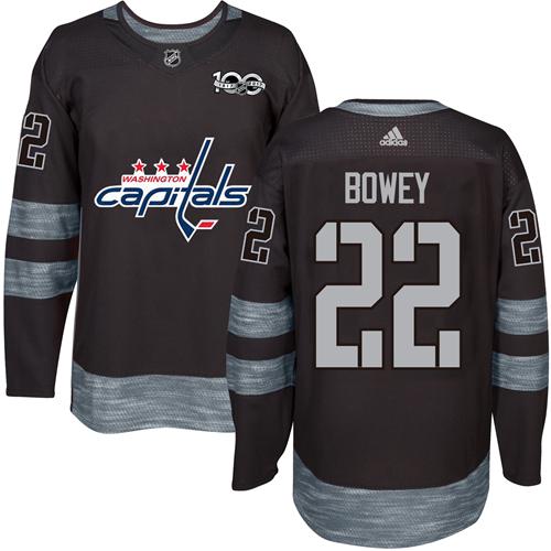 Adidas Washington Capitals #22 Madison Bowey Black 1917-2017 100th Anniversary Stitched Jersey Men's