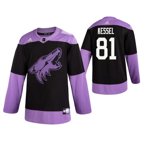 Adidas Arizona Coyotes #81 Phil Kessel Men's Black Hockey Fights Cancer Practice Jersey Men's