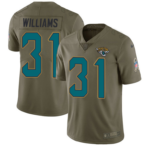 Jaguars #31 Darious Williams Olive Men's Stitched Limited 2017 Salute To Service Jersey