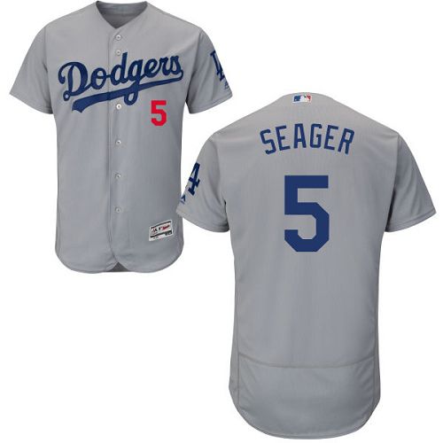 Los Angeles Dodgers #5 Corey Seager Grey Flexbase Authentic Collection Stitched Jersey Men's