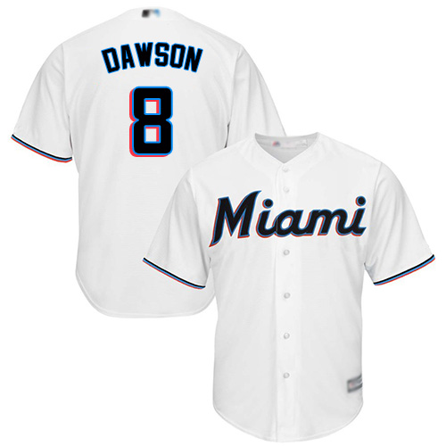 Miami Marlins #8 Andre Dawson White Cool Base Stitched Youth Jersey Youth
