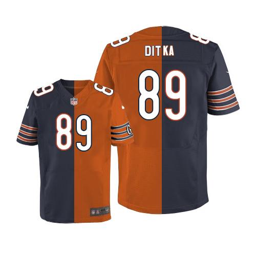 Bears #89 Mike Ditka Navy Blue/Orange Men's Stitched Elite Split Jersey
