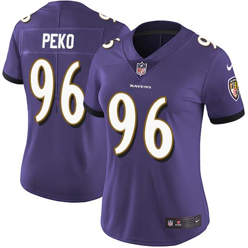 Baltimore Ravens #96 Domata Peko Sr Purple Team Color Women's Stitched Vapor Untouchable Limited Jersey Womens