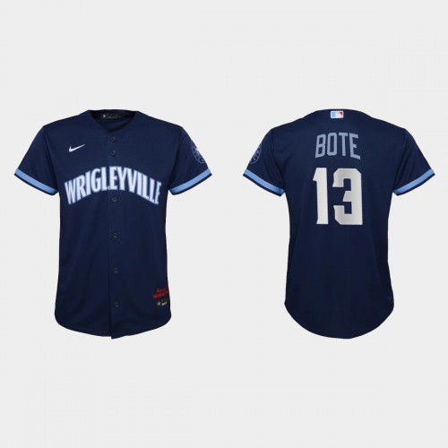 Chicago Chicago Cubs #13 David Bote Youth 2021 City Connect Navy Jersey Youth