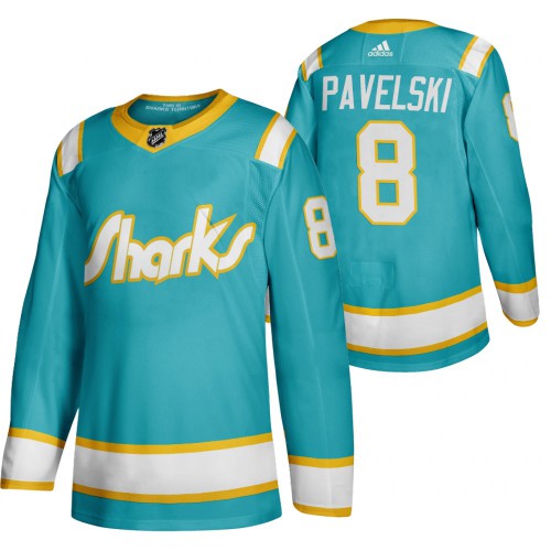 San Jose San Jose Sharks #8 Joe Pavelski Men's Adidas 2020 Throwback Authentic Player Jersey Teal Men's