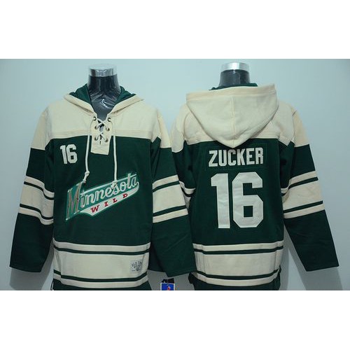 Minnesota Wild #16 Jason Zucker Green Sawyer Hooded Sweatshirt Stitched Jersey Men's