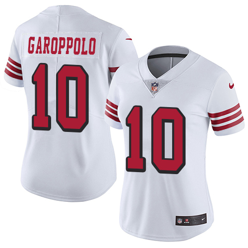 49ers #10 Jimmy Garoppolo White Rush Women's Stitched Vapor Untouchable Limited Jersey