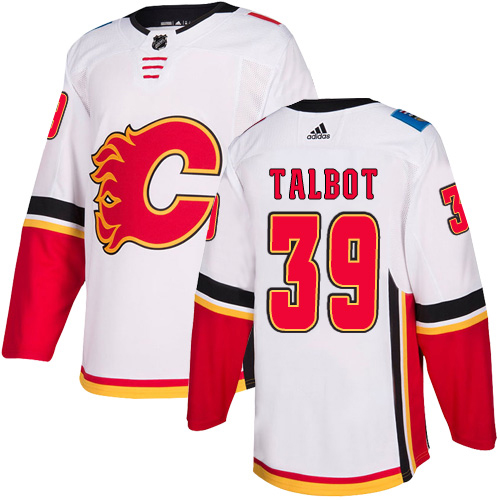 Adidas Calgary Flames #39 Cam Talbot White Road Authentic Stitched Jersey Men's
