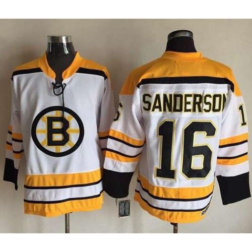 Boston Bruins #16 Derek Sanderson White CCM Throwback Stitched Jersey Men's