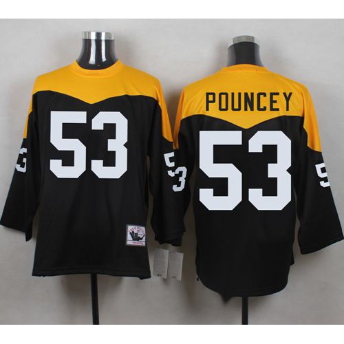 Mitchell And Ness 1967 Pittsburgh Steelers #53 Maurkice Pouncey Black/Yelllow Throwback Men's Stitched Jersey Men's