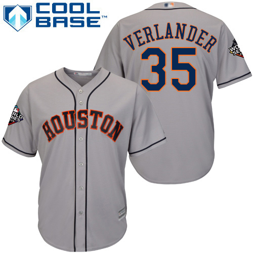 Houston Astros #35 Justin Verlander Grey New Cool Base 2019 World Series Bound Stitched Jersey Men's