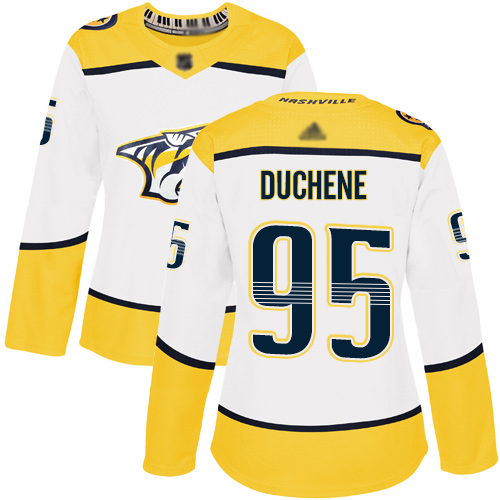 Adidas Nashville Predators #95 Matt Duchene White Road Authentic Women's Stitched Jersey Womens