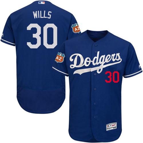 Los Angeles Dodgers #30 Maury Wills Blue Flexbase Authentic Collection Stitched Jersey Men's