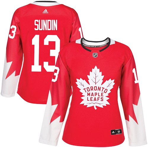 Adidas Maple Toronto Maple Leafs #13 Mats Sundin Red Team Canada Authentic Women's Stitched Jersey Womens