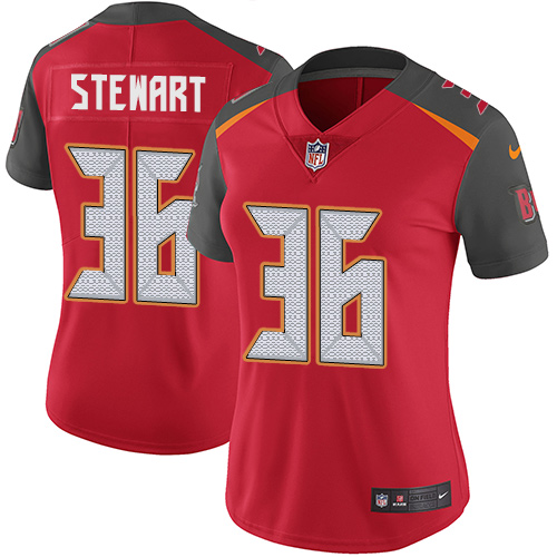 Tampa Bay Buccaneers #36 M.J. Stewart Red Team Color Women's Stitched Vapor Untouchable Limited Jersey Womens