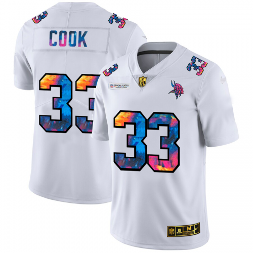 Minnesota Minnesota Vikings #33 Dalvin Cook Men's White Multi-Color 2020 Crucial Catch Limited Jersey Men's
