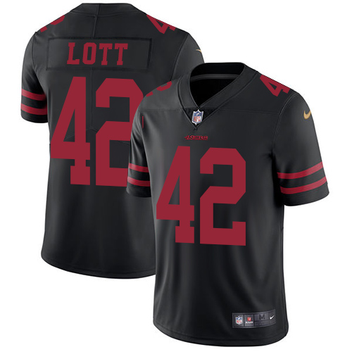 San Francisco 49ers #42 Ronnie Lott Black Alternate Men's Stitched Vapor Untouchable Limited Jersey Men's