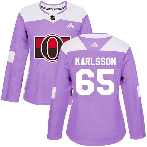 Adidas Ottawa Senators #65 Erik Karlsson Purple Authentic Fights Cancer Women's Stitched Jersey Womens
