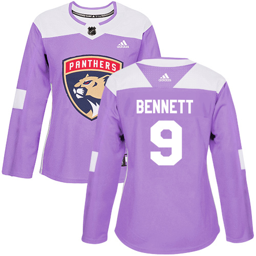 Adidas Panthers #9 Sam Bennett Purple 2023 Stanley Cup Final Patch Authentic Fights Cancer Women's Stitched Jersey