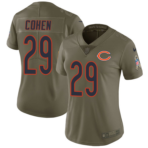 Bears #29 Tarik Cohen Olive Women's Stitched Limited 2017 Salute To Service Jersey