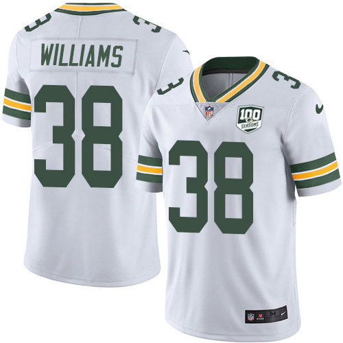 Green Bay Packers #38 Tramon Williams White Men's 100th Season Stitched Vapor Untouchable Limited Jersey Men's