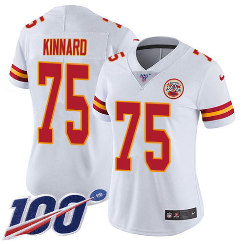 Chiefs #75 Darian Kinnard White Women's Stitched 100th Season Vapor Limited Jersey