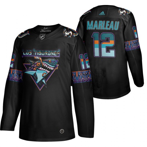 San Jose San Jose Sharks #12 Patrick Marleau Men's Adidas 2020 Los Tiburones Limited Jersey Black Men's