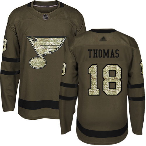Adidas St. Louis Blues #18 Robert Thomas Green Salute to Service Stitched Jersey Men's