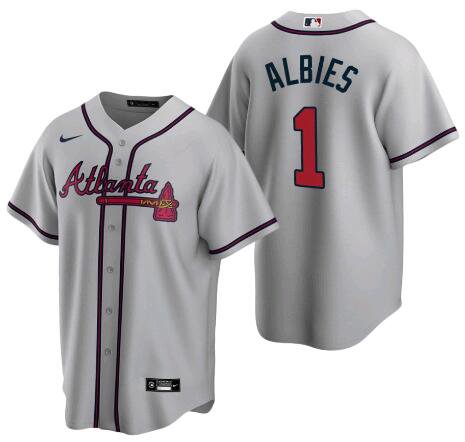 Men's Youth Women's Atlanta Braves #1 Ozzie Albies Gray Road 2020 Jersey