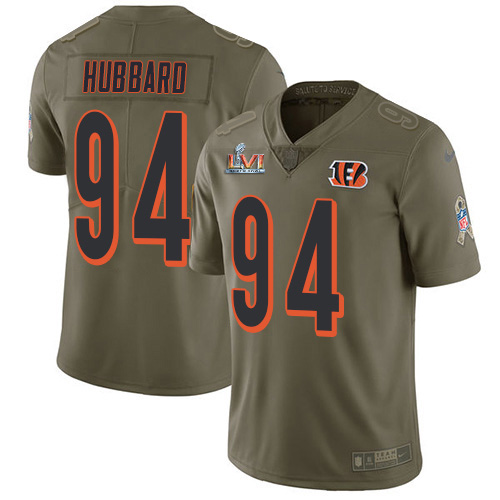 Bengals #94 Sam Hubbard Olive Super Bowl LVI Patch Youth Stitched Limited 2017 Salute To Service Jersey