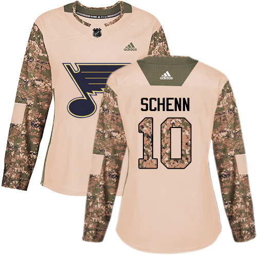 Adidas St. Louis Blues #10 Brayden Schenn Camo Authentic 2017 Veterans Day Women's Stitched Jersey Womens