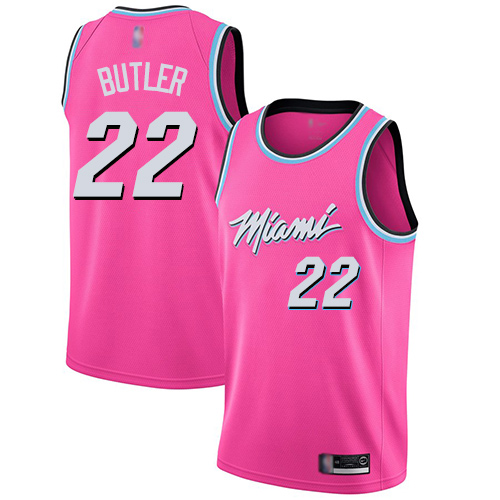 Miami Heat #22 Jimmy Butler Pink Youth Swingman Earned Edition Jersey Youth