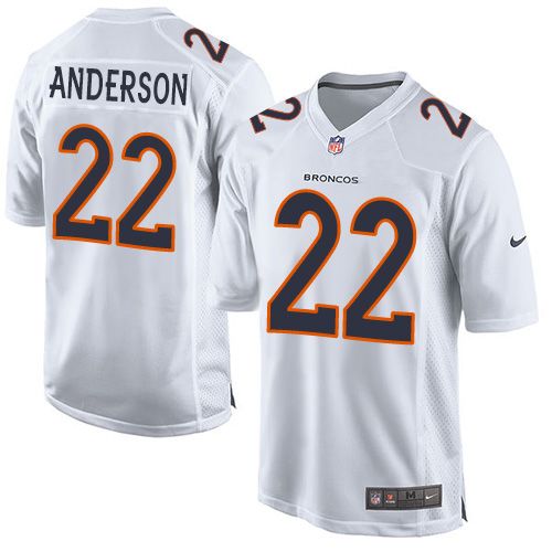 Denver Broncos #22 C.J. Anderson White Men's Stitched Game Event Jersey Men's