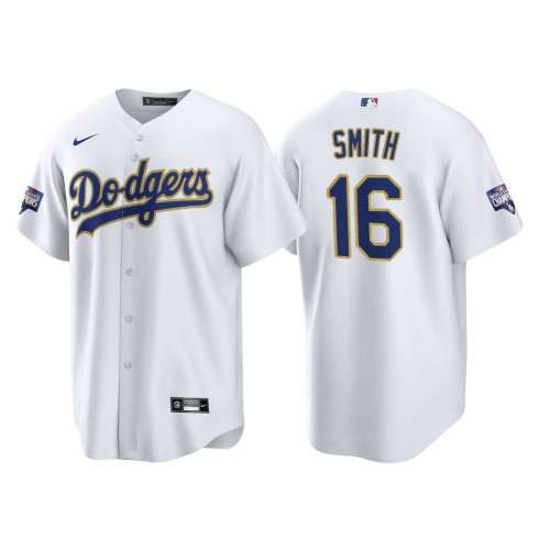 Los Angeles Los Angeles Dodgers #16 Will Smith Men's 2021 Gold Program World Series Champions Jersey Whtie Men's