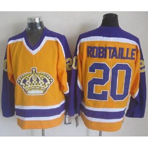 Los Angeles Kings #20 Luc Robitaille Yellow CCM Throwback Stitched Jersey Men's