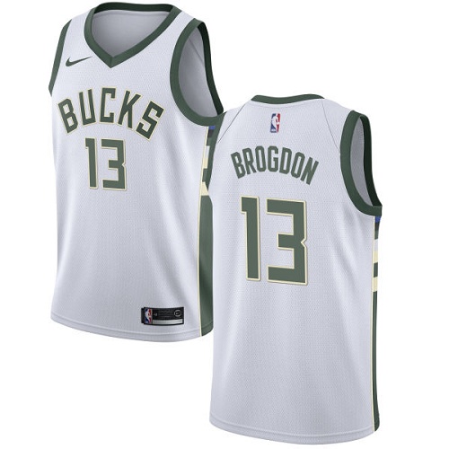 Milwaukee Bucks #13 Malcolm Brogdon White Swingman Association Edition Jersey Mens