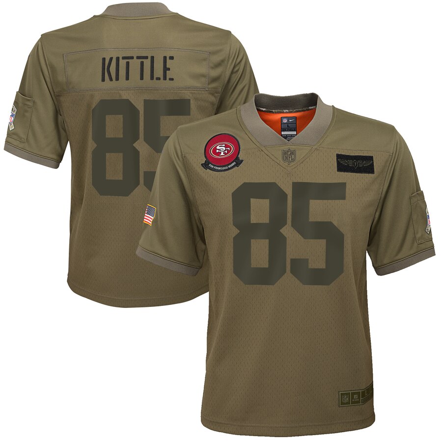 Youth San Francisco 49ers #85 George Kittle Camo 2019 Salute To Service Game Jersey
