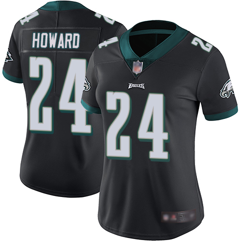 Philadelphia Eagles #24 Jordan Howard Black Alternate Women's Stitched Vapor Untouchable Limited Jersey Womens