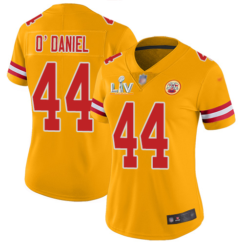 Kansas City Chiefs #44 Dorian O'Daniel Gold Women's Super Bowl LV Bound Stitched Limited Inverted Legend Jersey Womens