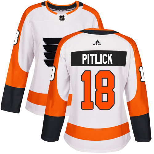 Adidas Philadelphia Flyers #18 Tyler Pitlick White Road Authentic Women's Stitched Jersey Womens