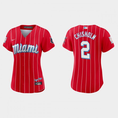 Miami Miami Marlins #2 Jazz Chisholm Jr. Women's 2021 City Connect Authentic Jersey Red Womens