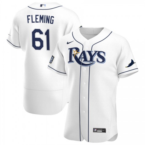 Tampa Bay Tampa Bay Rays #61 Josh Fleming Men's White Home 2020 World Series Bound Authentic Player Jersey Men's