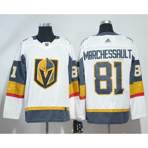 Adidas Golden Vegas Golden Knights #81 Jonathan Marchessault White Road Authentic Stitched Jersey Men's
