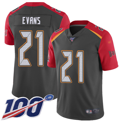 Tampa Bay Buccaneers #21 Justin Evans Gray Youth Stitched Limited Inverted Legend 100th Season Jersey Youth