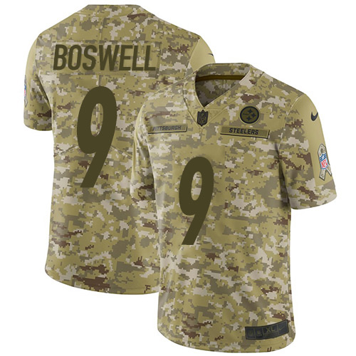 Pittsburgh Steelers #9 Chris Boswell Camo Men's Stitched Limited 2018 Salute To Service Jersey Men's