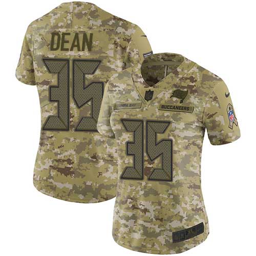 Tampa Bay Buccaneers #35 Jamel Dean Camo Women's Stitched Limited 2018 Salute To Service Jersey Womens