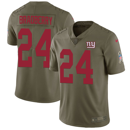 New York Giants #24 James Bradberry Olive Men's Stitched Limited 2017 Salute To Service Jersey Men's